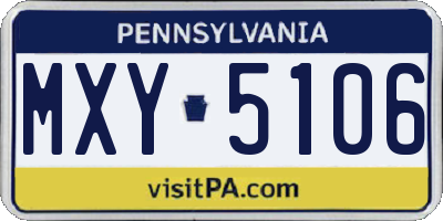 PA license plate MXY5106