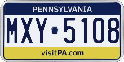PA license plate MXY5108