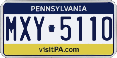 PA license plate MXY5110