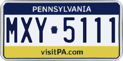 PA license plate MXY5111