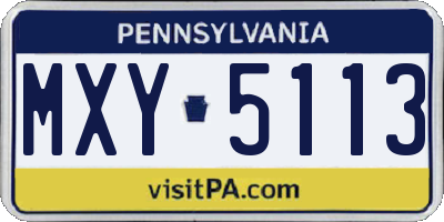 PA license plate MXY5113