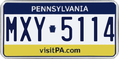 PA license plate MXY5114