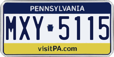 PA license plate MXY5115