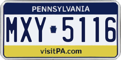 PA license plate MXY5116