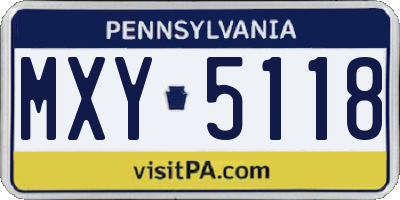 PA license plate MXY5118