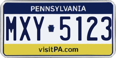 PA license plate MXY5123