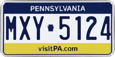 PA license plate MXY5124