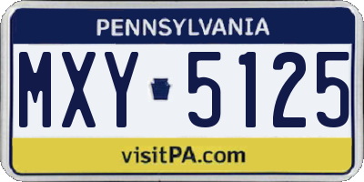 PA license plate MXY5125