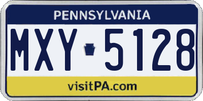 PA license plate MXY5128