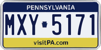 PA license plate MXY5171