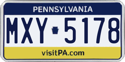 PA license plate MXY5178