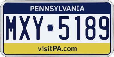 PA license plate MXY5189