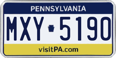 PA license plate MXY5190