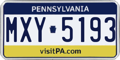 PA license plate MXY5193