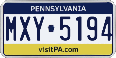 PA license plate MXY5194