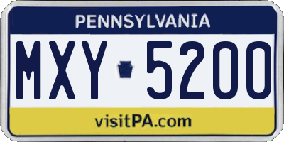 PA license plate MXY5200