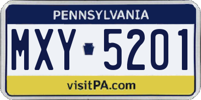 PA license plate MXY5201