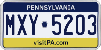 PA license plate MXY5203