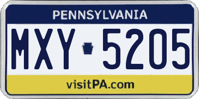 PA license plate MXY5205