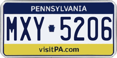 PA license plate MXY5206