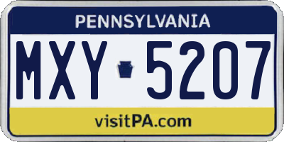 PA license plate MXY5207