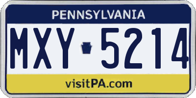 PA license plate MXY5214