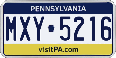 PA license plate MXY5216