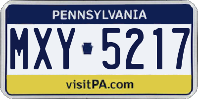 PA license plate MXY5217