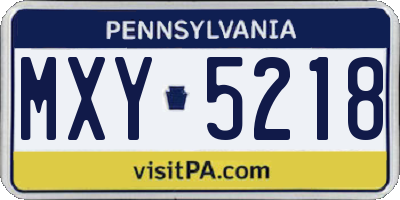 PA license plate MXY5218