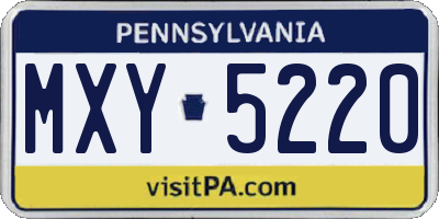 PA license plate MXY5220