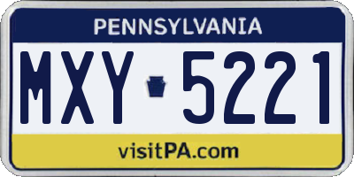 PA license plate MXY5221