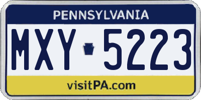 PA license plate MXY5223