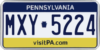 PA license plate MXY5224