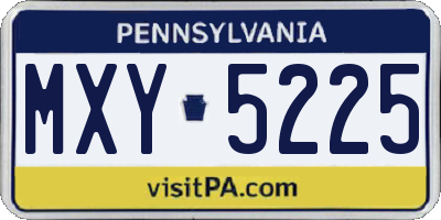 PA license plate MXY5225