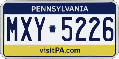 PA license plate MXY5226