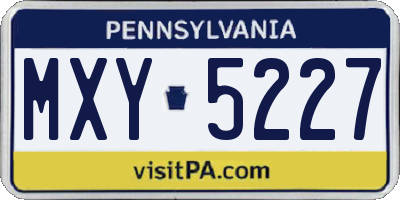 PA license plate MXY5227