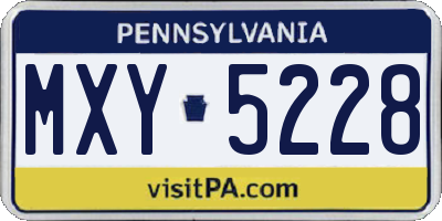 PA license plate MXY5228