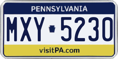PA license plate MXY5230