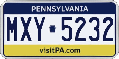 PA license plate MXY5232