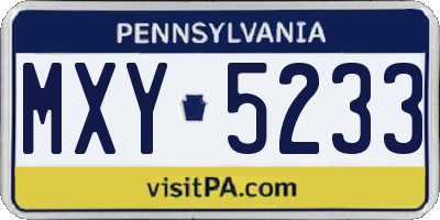 PA license plate MXY5233