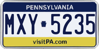 PA license plate MXY5235