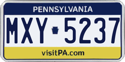 PA license plate MXY5237