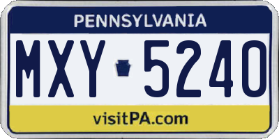 PA license plate MXY5240