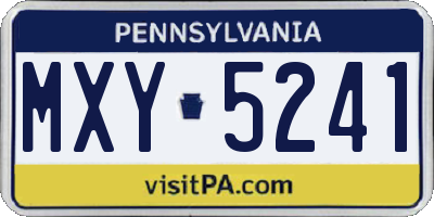 PA license plate MXY5241