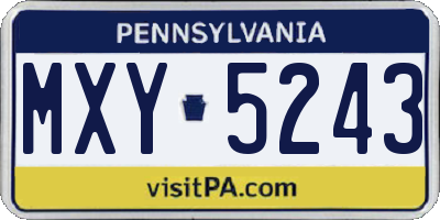 PA license plate MXY5243