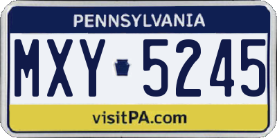 PA license plate MXY5245