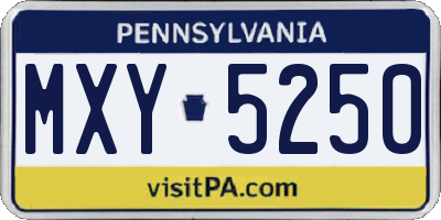 PA license plate MXY5250