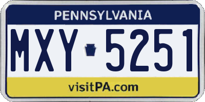 PA license plate MXY5251