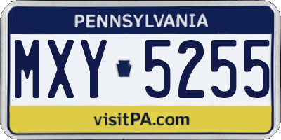 PA license plate MXY5255
