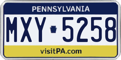 PA license plate MXY5258